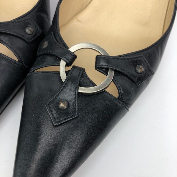 Jimmy Choo Black Smooth Leather Pointy Toe Pumps - Picture 5 of 8